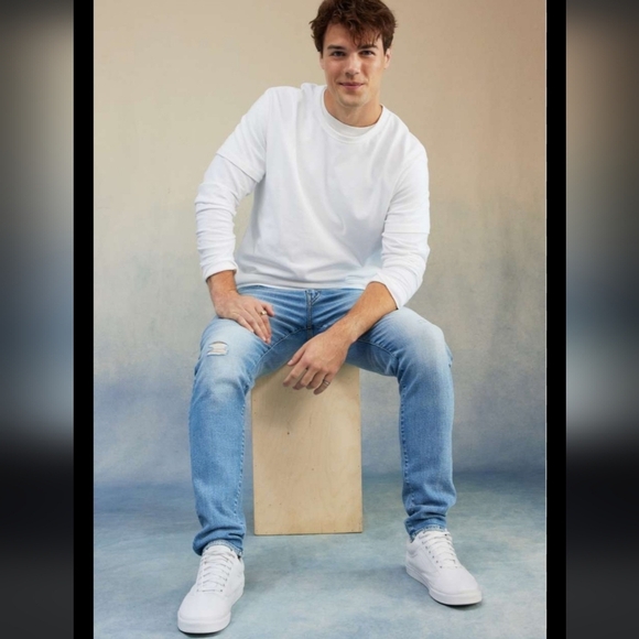 American Eagle Outfitters Next Level Distressed Skinny Jeans Light Blue Denim - Picture 1 of 13